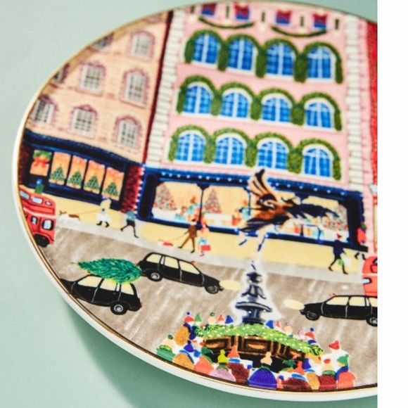 NIB Anthropologie 2022 year Holiday in the City LONDON Dessert Plate Christmas - Picture 3 of 9
